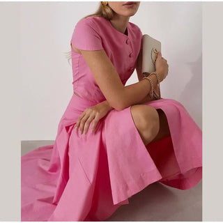 Solid O - Neck Top & A line Skirt Set - Diva Melody