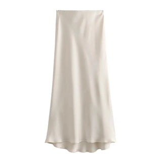 Solid Satin Silk Texture Skirt - Diva Melody