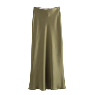 Solid Satin Silk Texture Skirt - Diva Melody