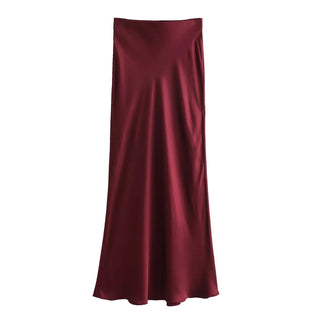 Solid Satin Silk Texture Skirt - Diva Melody