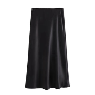 Solid Satin Silk Texture Skirt - Diva Melody