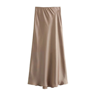 Solid Satin Silk Texture Skirt - Diva Melody