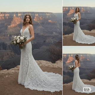 Spaghetti Strap Lace Mermaid Gown - Diva Melody