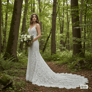 Spaghetti Strap Lace Mermaid Gown - Diva Melody