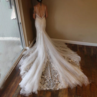 Spaghetti Strap Mermaid Tulle Wedding Dress - Diva Melody