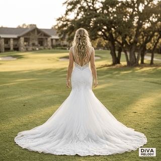 Spaghetti Strap Mermaid Tulle Wedding Dress - Diva Melody