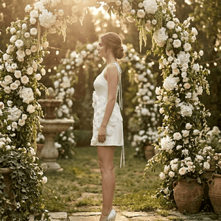 Spaghetti Strap Satin Mini Wedding Dress - Diva Melody