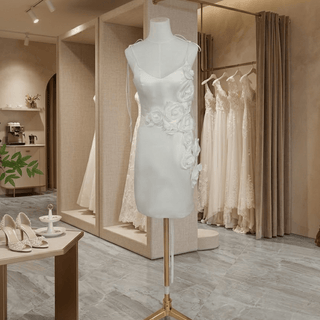 Spaghetti Strap Satin Mini Wedding Dress - Diva Melody