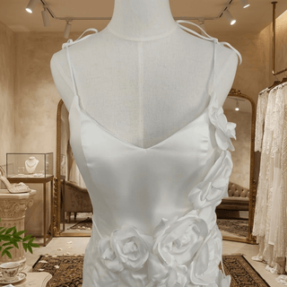 Spaghetti Strap Satin Mini Wedding Dress - Diva Melody