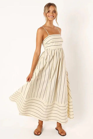 Spaghetti Strap Style Striped Maxi Dress - Diva Melody