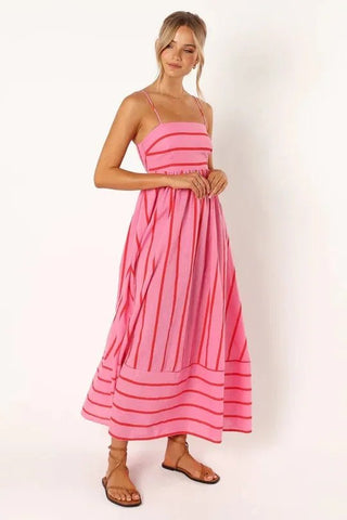 Spaghetti Strap Style Striped Maxi Dress - Diva Melody