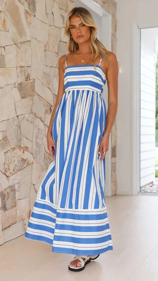 Spaghetti Strap Style Striped Maxi Dress - Diva Melody