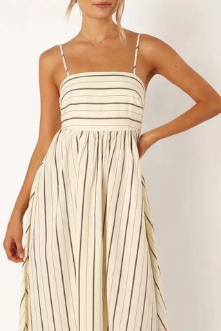 Spaghetti Strap Style Striped Maxi Dress - Diva Melody