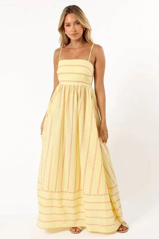 Spaghetti Strap Style Striped Maxi Dress - Diva Melody