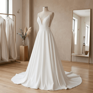 Spaghetti Straps A Line Bridal Dress - Diva Melody