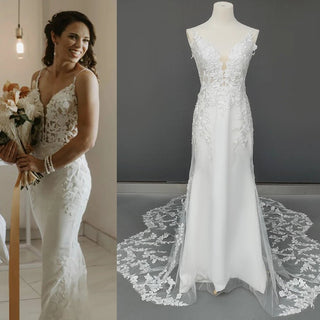 Spaghetti Straps Lace Mermaid Wedding Dress - Diva Melody