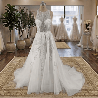 Sparkly Sleeveless Lace Wedding Dress - Diva Melody