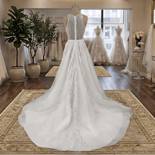 Sparkly Sleeveless Lace Wedding Dress - Diva Melody