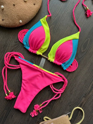 Special Fabric Splices 2 Pieces Bikinis Set Swimsuit - Diva Melody