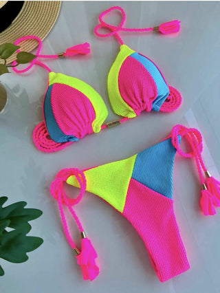 Special Fabric Splices 2 Pieces Bikinis Set Swimsuit - Diva Melody