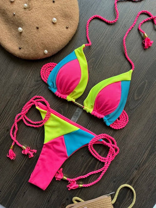 Special Fabric Splices 2 Pieces Bikinis Set Swimsuit - Diva Melody