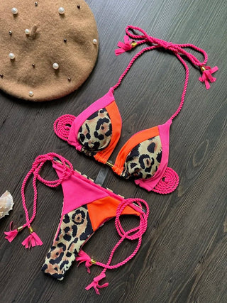 Special Fabric Splices 2 Pieces Bikinis Set Swimsuit - Diva Melody