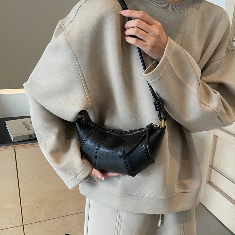 Spliced Leather Shoulder Bag - Diva Melody