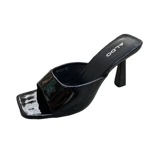 Square Head Thin High Heel Glossy Sexy Slippers - Diva Melody