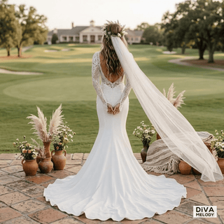 Square Neck Beaded Mermaid Gown - Diva Melody