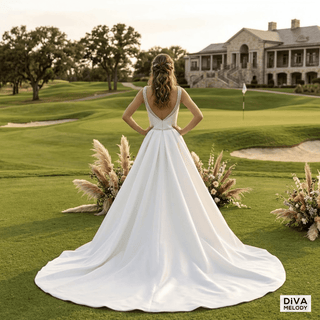 Square Neck Satin Mermaid Gown - Diva Melody