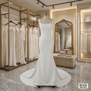 Square Neckline Wedding Dress - Diva Melody