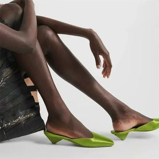 Square Toe Sexy Low Heel Slide Sandals - Diva Melody