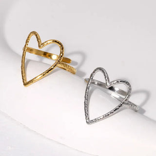 Stainless Steel Big Heart Adjustable Rings Gift Party Jewelry - Diva Melody