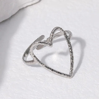 Stainless Steel Big Heart Adjustable Rings Gift Party Jewelry - Diva Melody