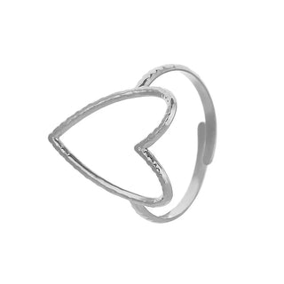 Stainless Steel Big Heart Adjustable Rings Gift Party Jewelry - Diva Melody