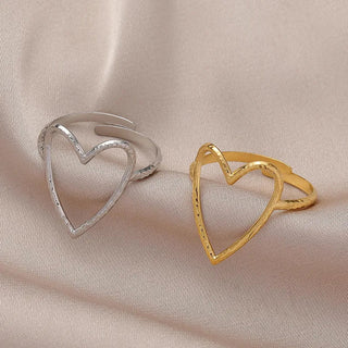 Stainless Steel Big Heart Adjustable Rings Gift Party Jewelry - Diva Melody