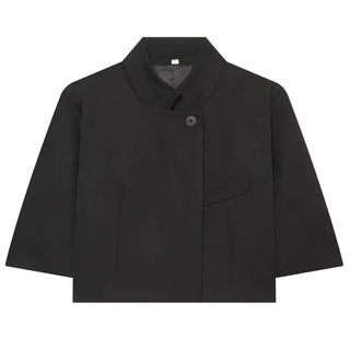 Stand Collar Cropped Wide Sleeve Blazer - Diva Melody