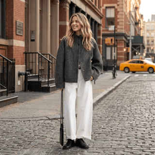 Stand Collar Textured Jacket - Diva Melody