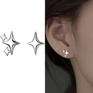 Star Moon Zircon 925 Silver Stud Earrings - Diva Melody