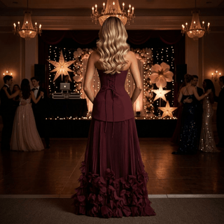 Strapless Corset Pleated Evening Gown - Diva Melody