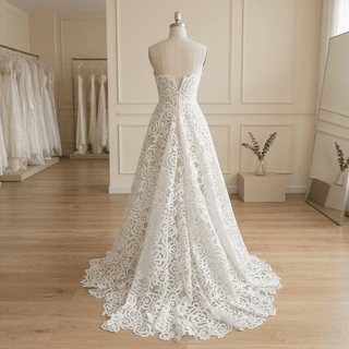 Strapless Floral Lace Princess Wedding Dress - Diva Melody