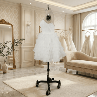 Strapless Layered Tulle Mini Wedding Dress - Diva Melody