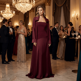 Strapless Maxi Dress and Sheer Duster Set - Diva Melody