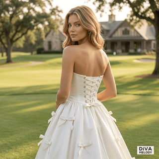 Strapless Satin Ball Gown Wedding Dress - Diva Melody