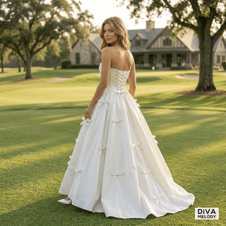 Strapless Satin Ball Gown Wedding Dress - Diva Melody