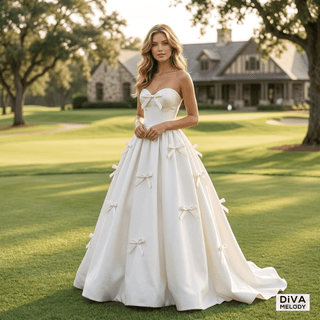 Strapless Satin Ball Gown Wedding Dress - Diva Melody