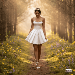 Strapless Satin Short Wedding Dress - Diva Melody