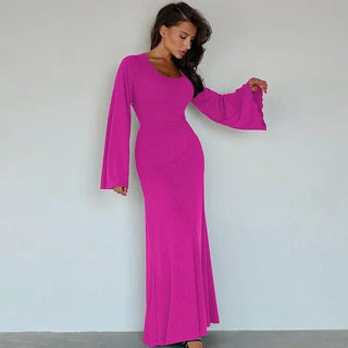 String Ribbed Long Sleeve Maxi Dress - Diva Melody