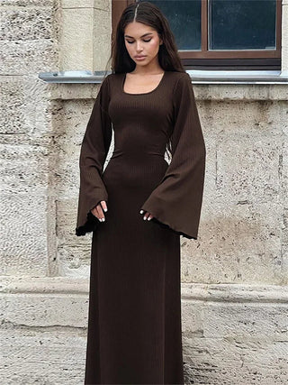 String Ribbed Long Sleeve Maxi Dress - Diva Melody