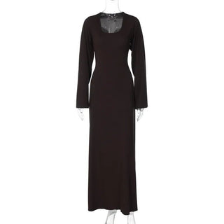 String Ribbed Long Sleeve Maxi Dress - Diva Melody